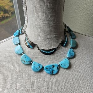 Vintage Navajo Turquoise Slab Necklace